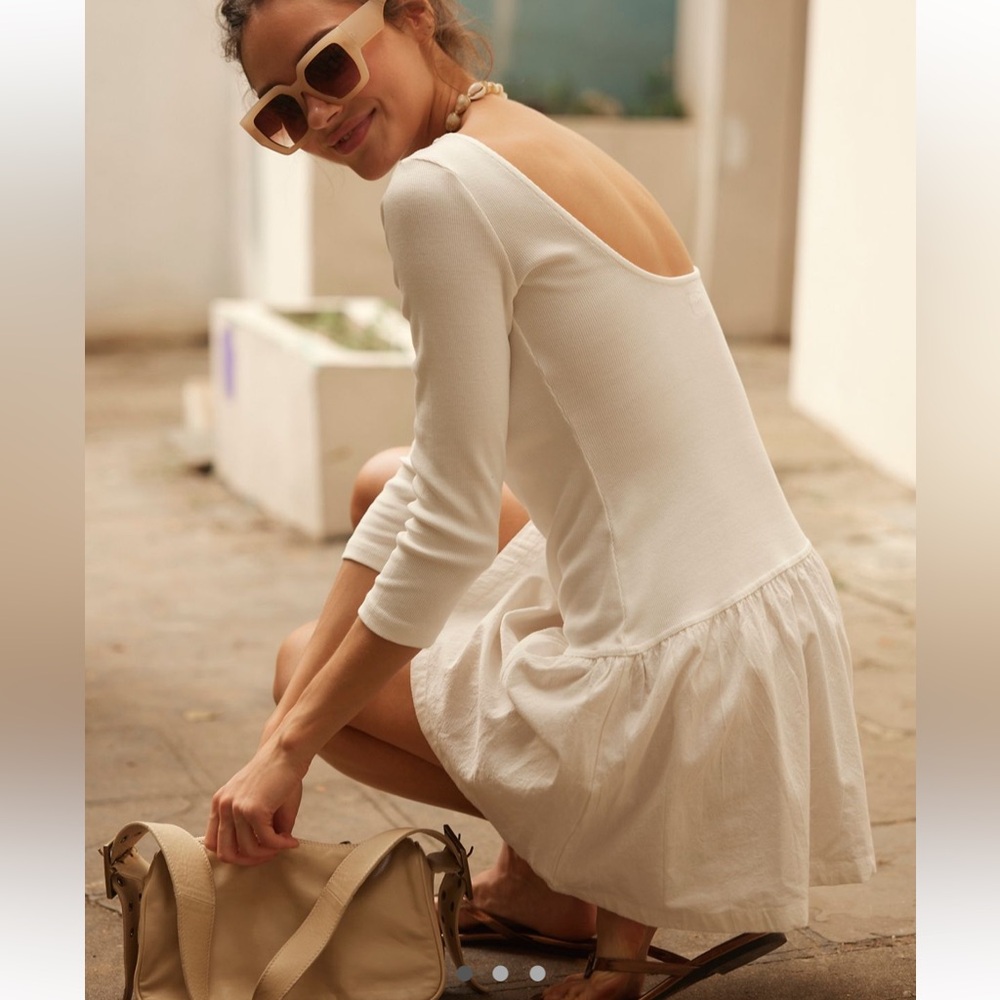 NWT Free people lucienne mini dress Clean ivory